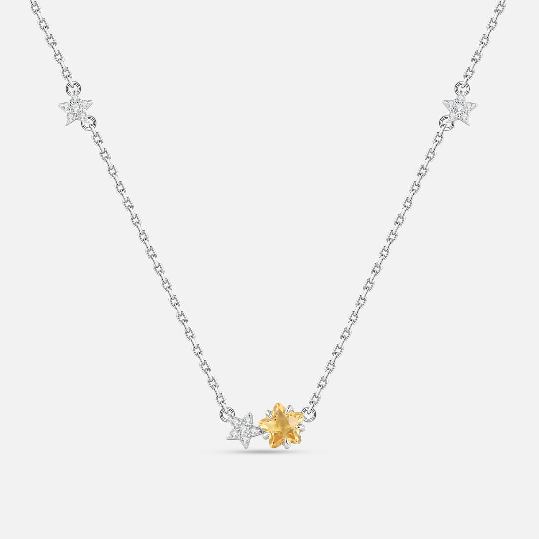 THE STAR Star Citrine 925 Silver Necklace | White on