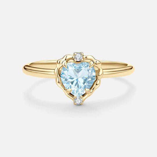 Wavy Heart Blue Topaz Ring