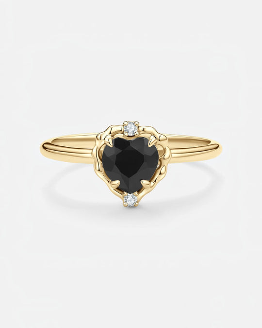 Wavy Heart Obsidian Ring