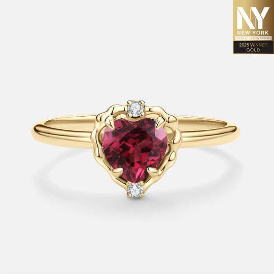 Wavy Heart 愛心鎂鋁石榴石14K金戒指