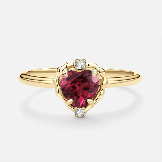 Wavy Heart Pyrope Garnet 14K Gold Ring