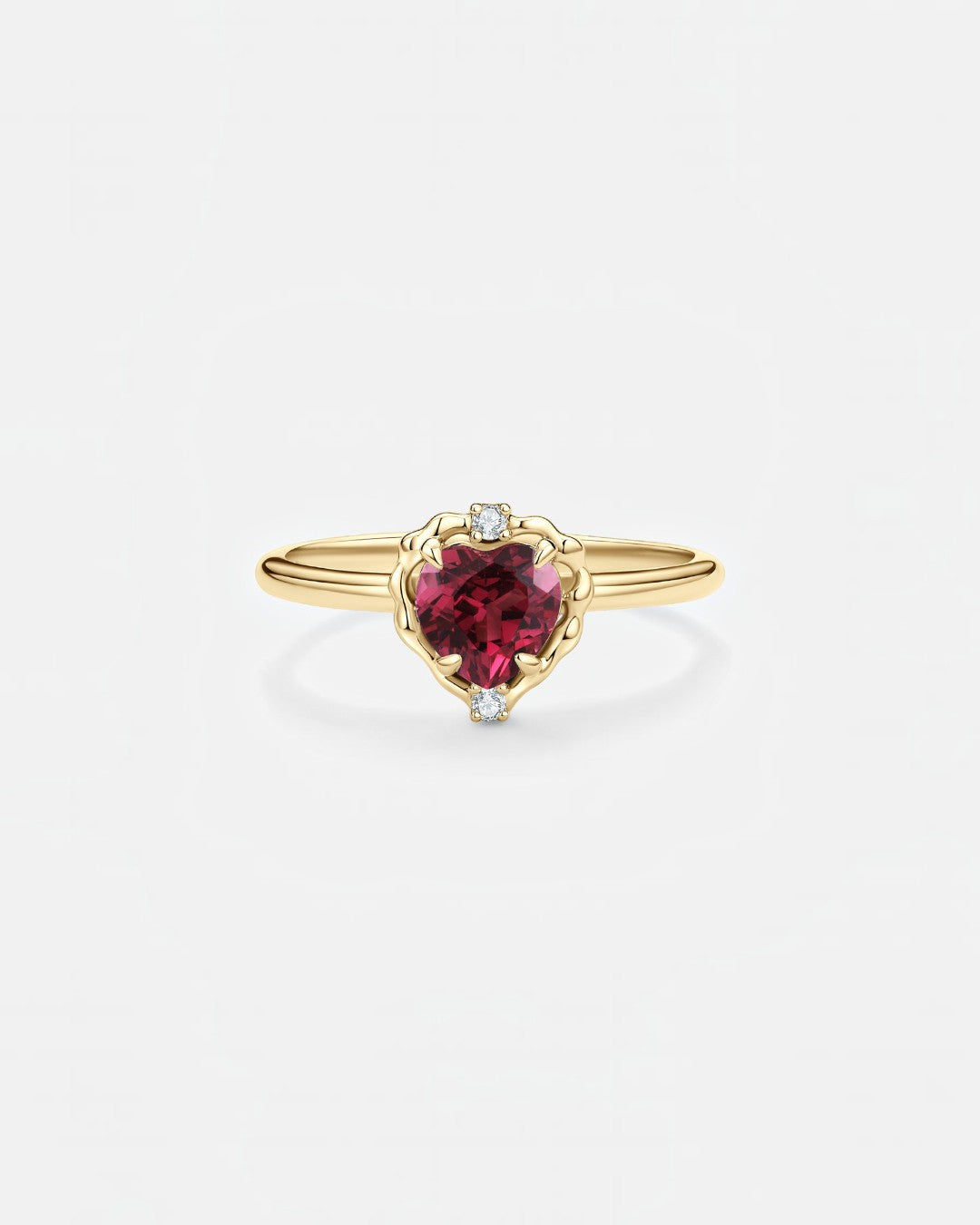 Wavy Heart Garnet Ring
