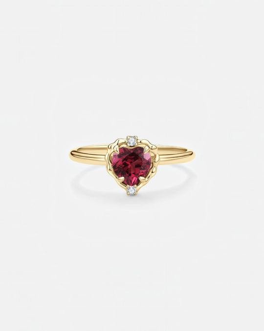 Wavy Heart Garnet Ring