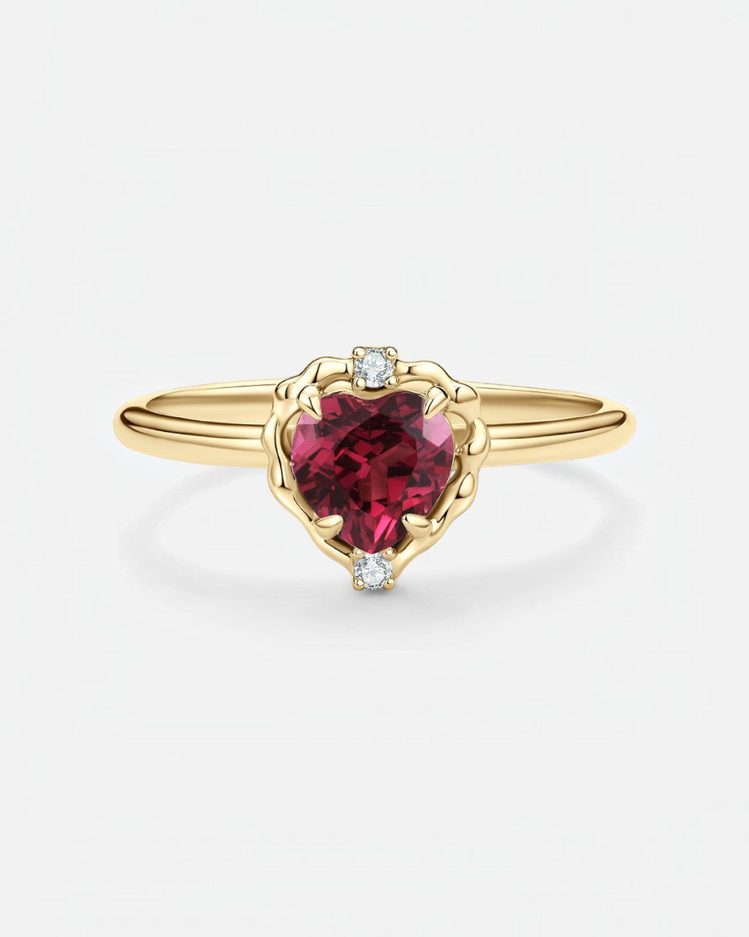 Wavy Heart Garnet Ring