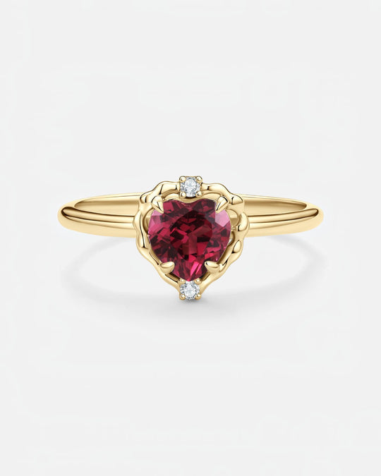 Wavy Heart Garnet Ring