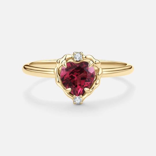 Wavy Heart Garnet Ring