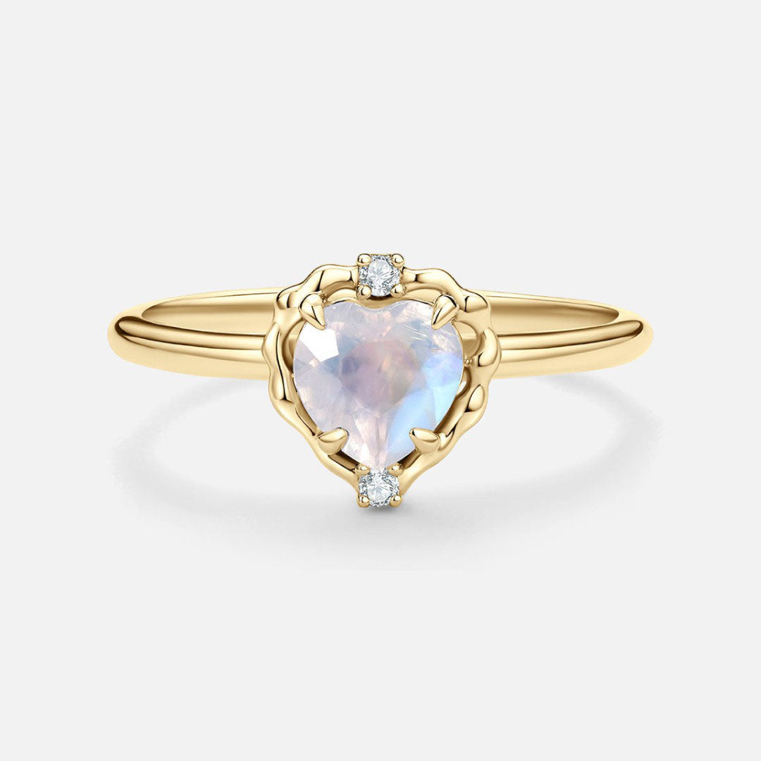 Wavy Heart Moonstone Ring