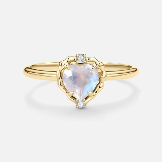 Wavy Heart Moonstone Ring