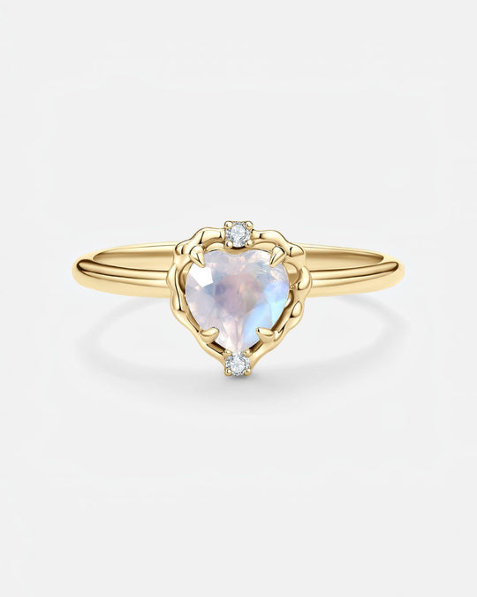 Wavy Heart Moonstone Ring