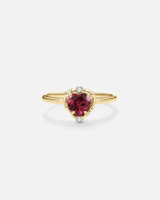 Wavy Heart Garnet Ring