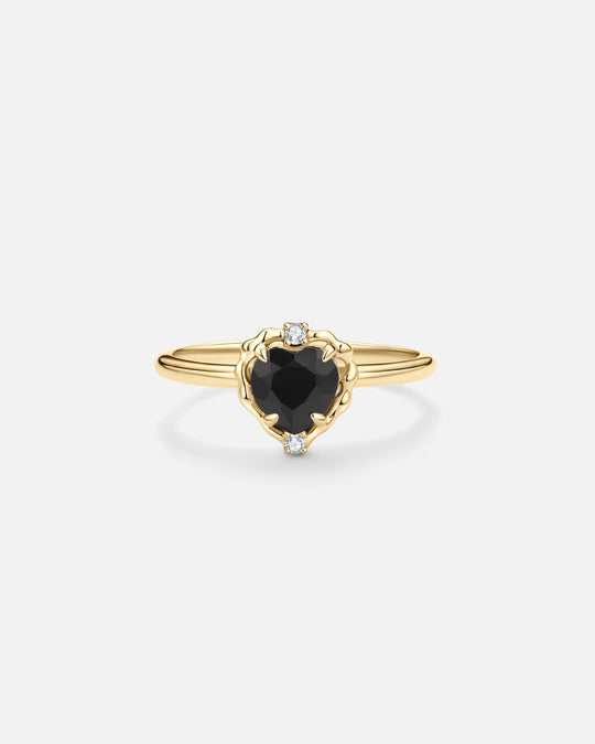 Wavy Heart Obsidian Ring