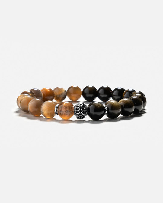 Black Sunstone & Obsidian Bracelet