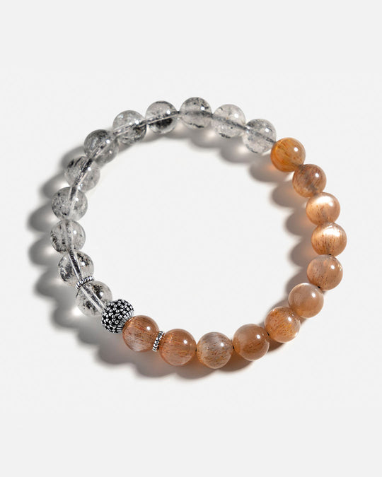 Herkimer Diamond & Black Sunstone Bracelet