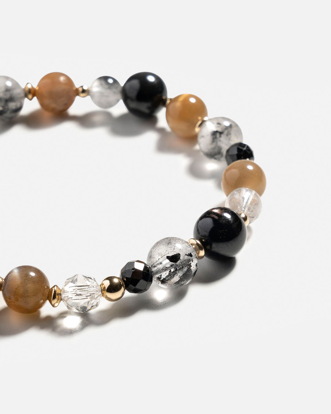 Black Sunstone & Herkimer Diamond Bracelet