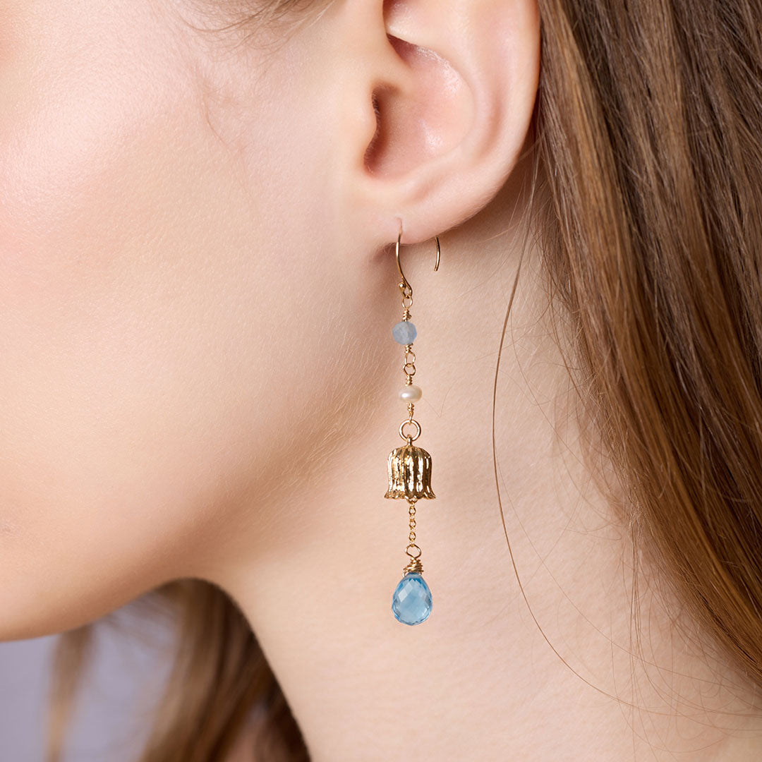 水滴藍石英石耳環
