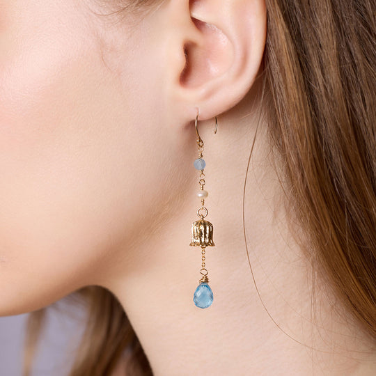 水滴藍石英石耳環