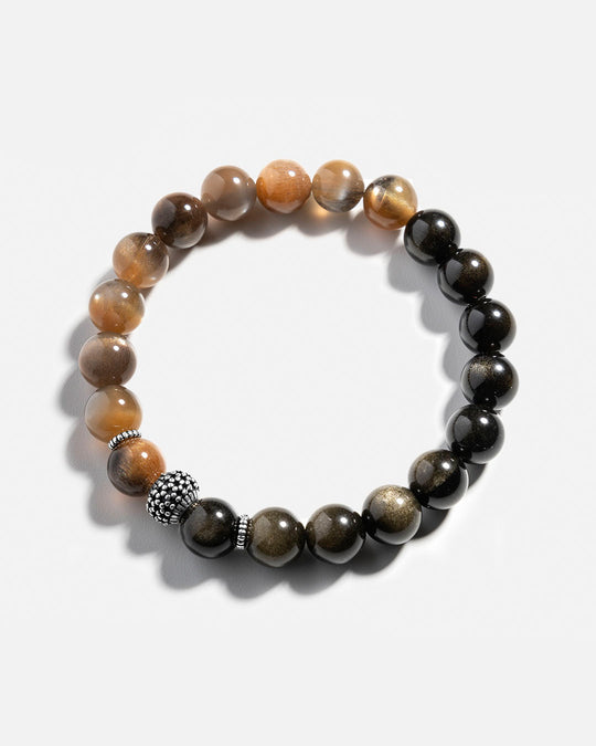 Black Sunstone & Obsidian Bracelet