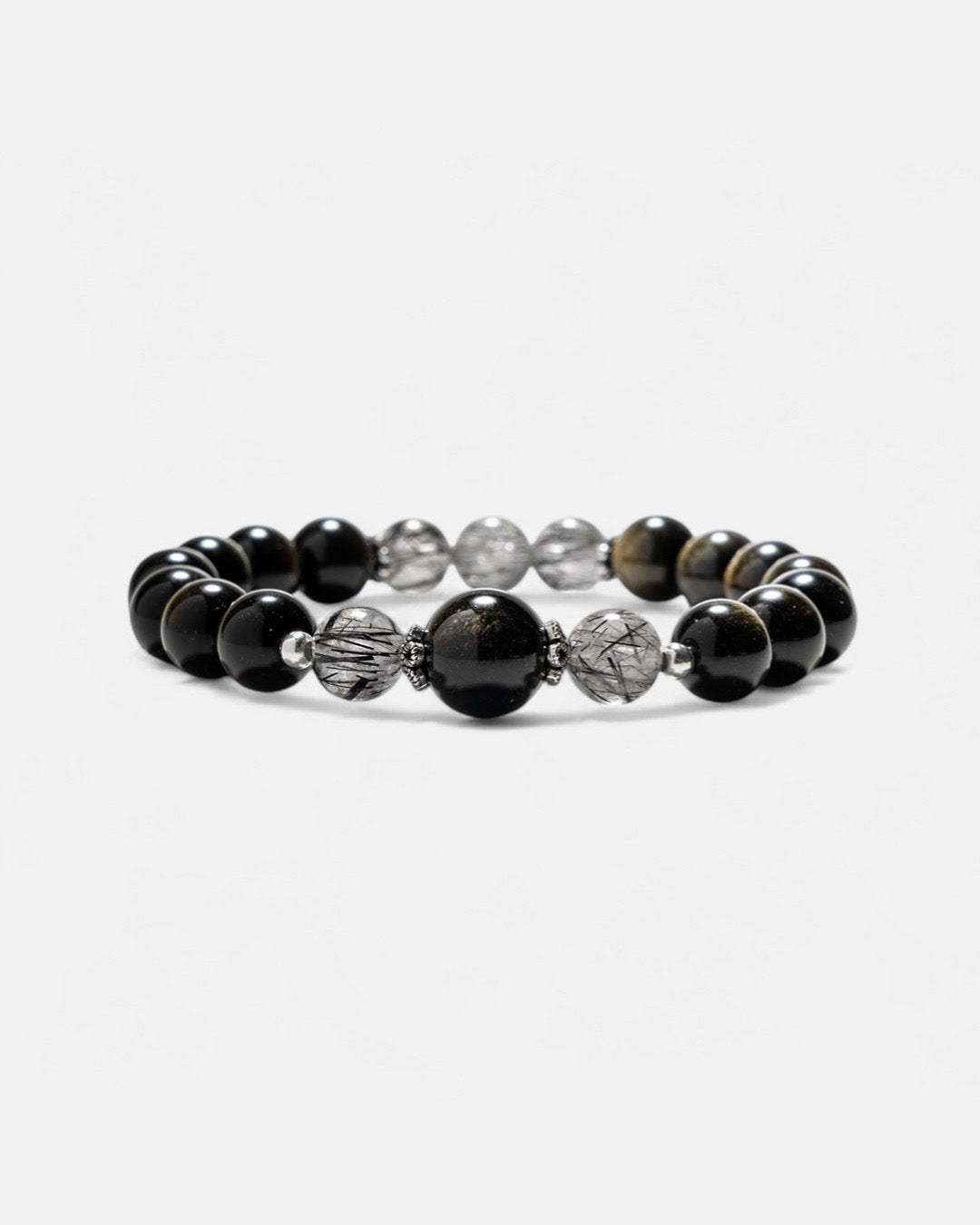 Obsidian & Black Rutilated Quartz Bracelet