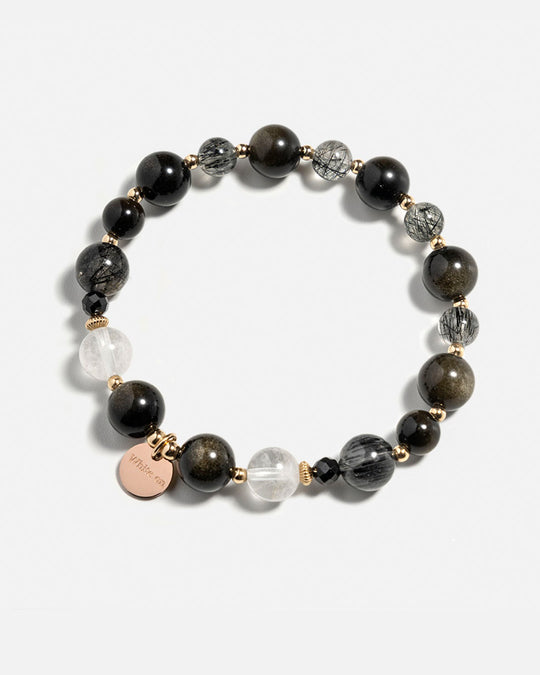 Obsidian & Black Rutilated Quartz Bracelet