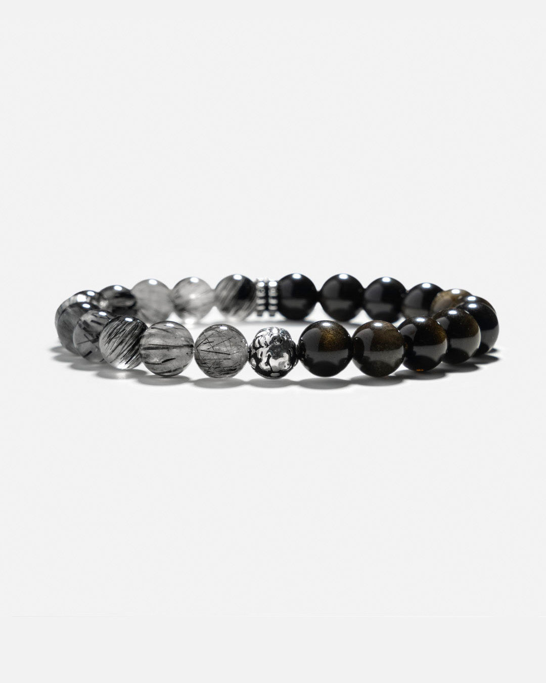 Obsidian & Black Rutilated Quartz Bracelet