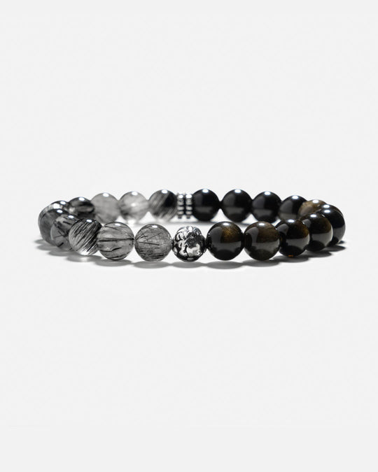 Obsidian & Black Rutilated Quartz Bracelet