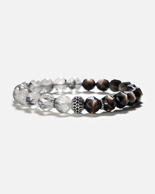 Herkimer Diamond & Obsidian Bracelet