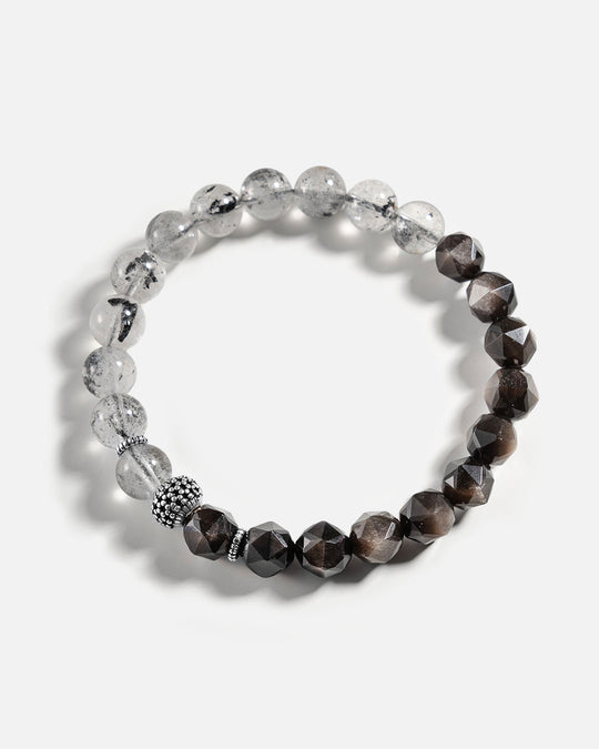 Herkimer Diamond & Obsidian Bracelet