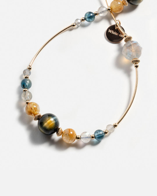 Tiger's Eye, Golden Titanium Rutilated Quartz Double-wrap Bracelet