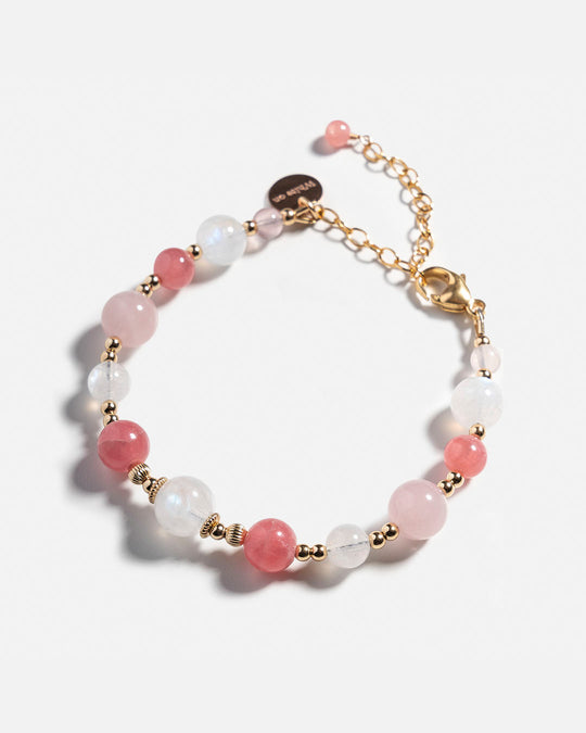 Rhodochrosite, Moonstone & Rose Quartz Bracelet