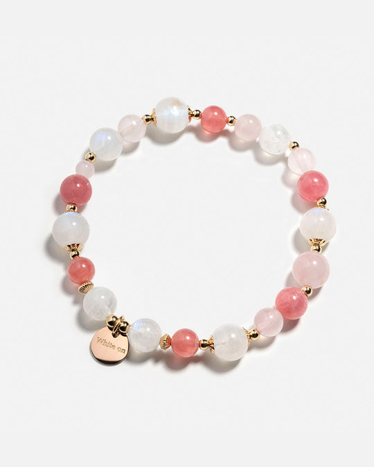 Moonstone, Rhodochrosite & Rose Quartz Bracelet