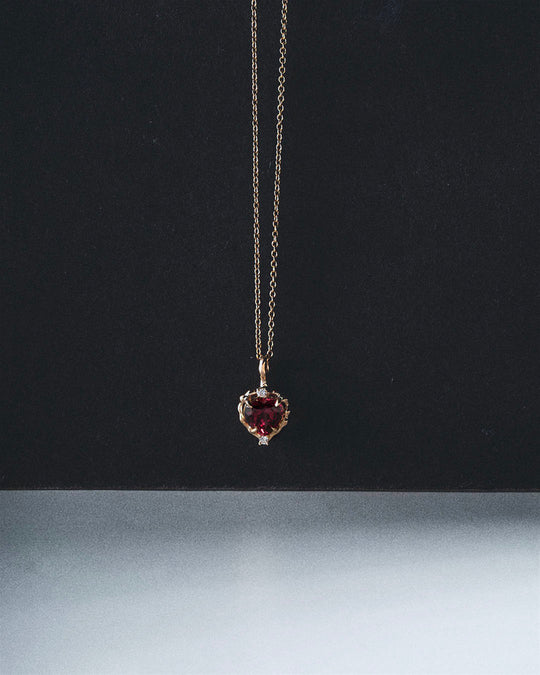 Wavy Heart Garnet Pendant