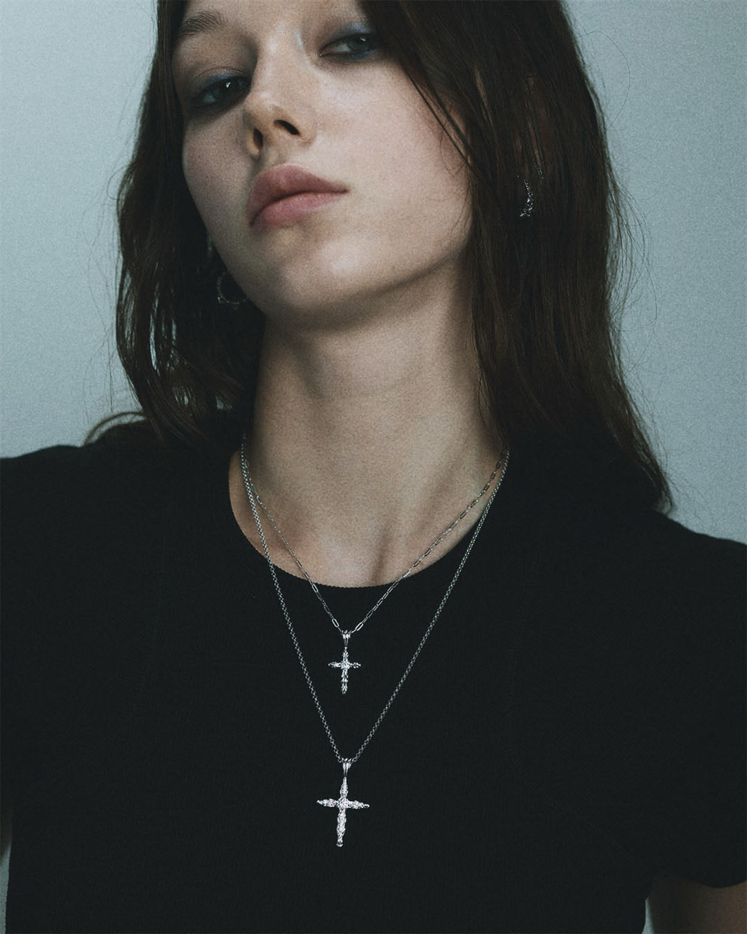 BLOOM Iris Bud Cross Diamond Pendant