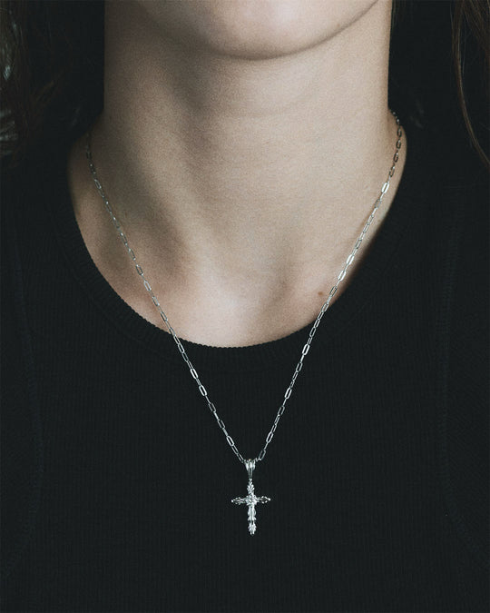 BLOOM Iris Bud Cross Diamond Pendant
