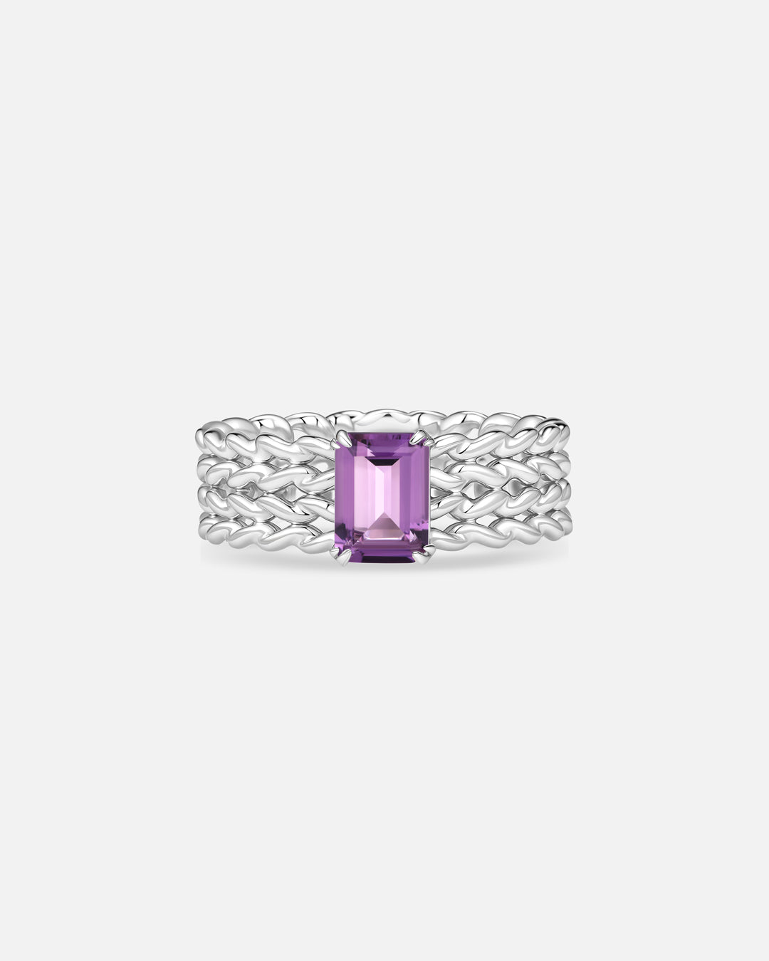 KNIT Amethyst Wide Band Ring
