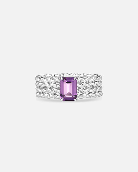 KNIT Amethyst Wide Band Ring