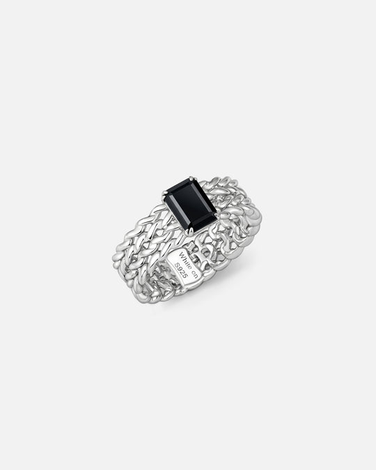 KNIT Black Onyx Wide band Ring
