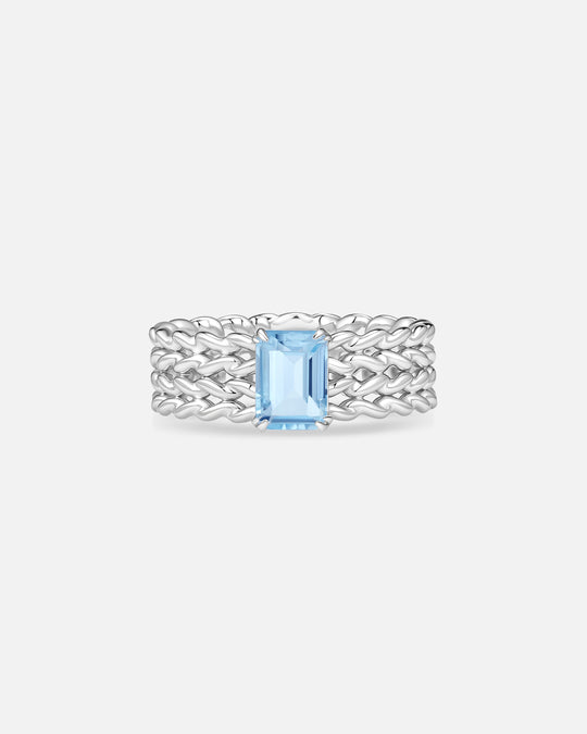 KNIT Blue Topaz Wide Band Ring