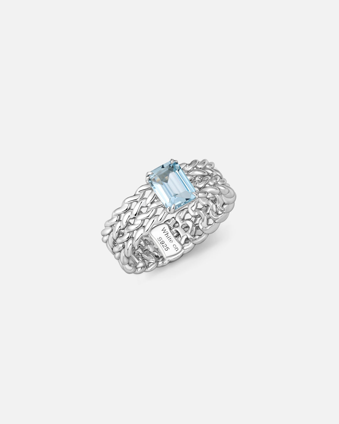 KNIT Blue Topaz Wide Band Ring