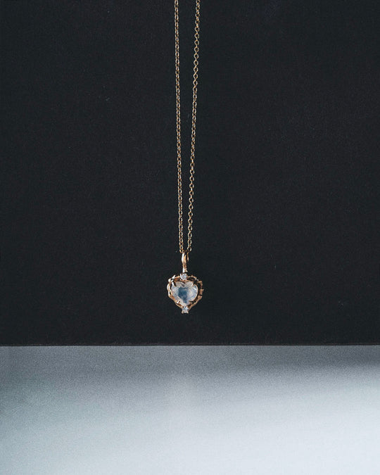 Wavy Heart Moonstone Pendant