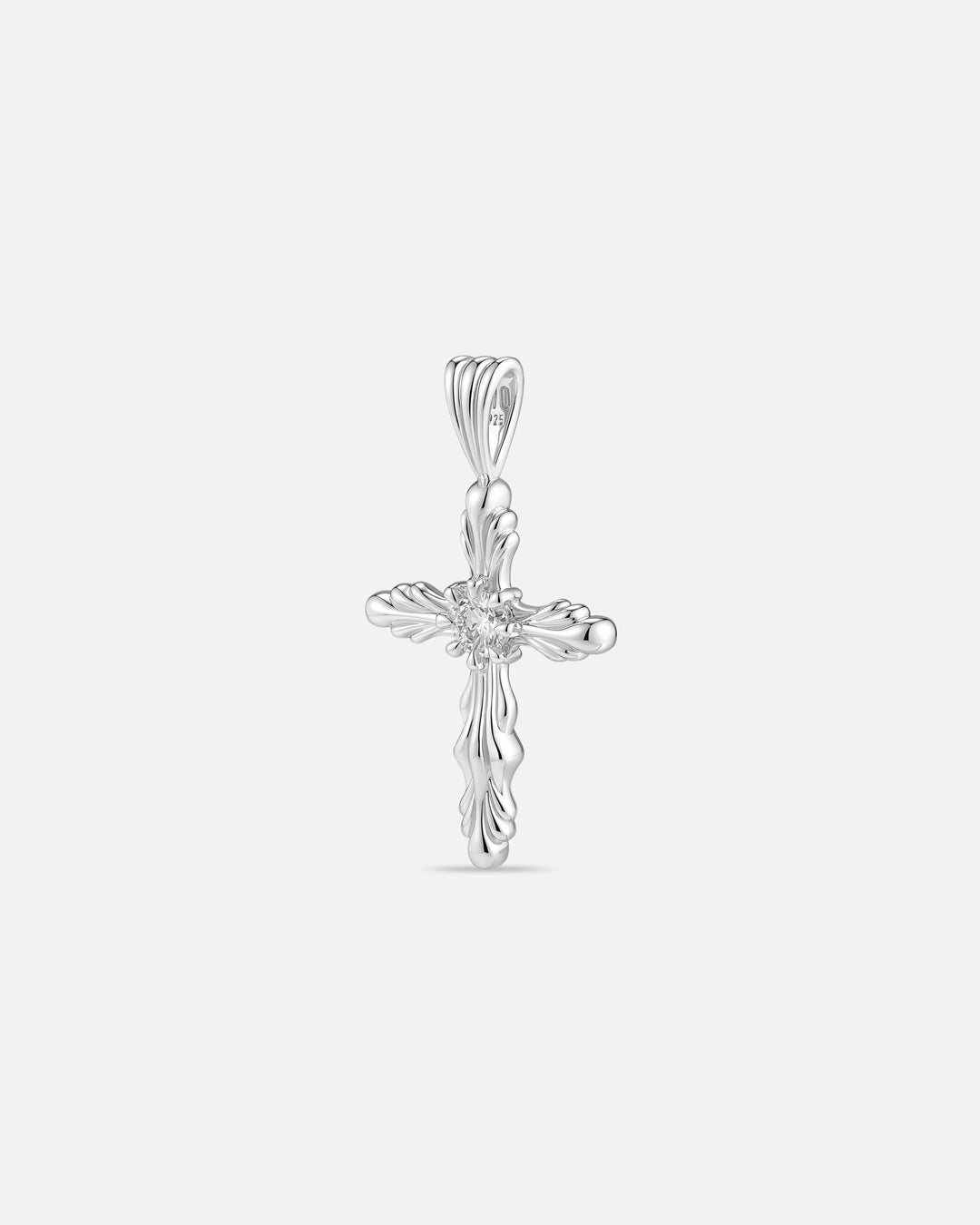 BLOOM Iris Bud Cross Diamond Pendant