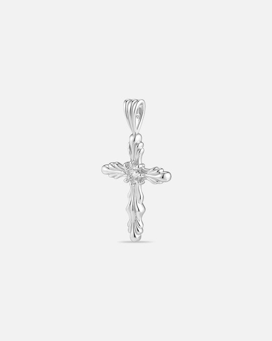 BLOOM Iris Bud Cross Diamond Pendant