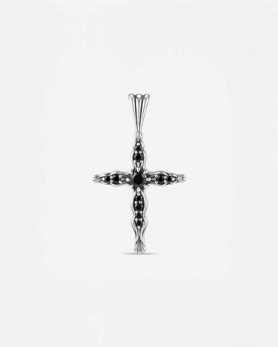 BLOOM Iris Cross Open Black Onyx Pendant