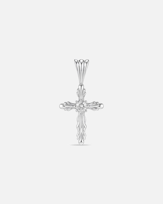 BLOOM Iris Bud Cross Diamond Pendant