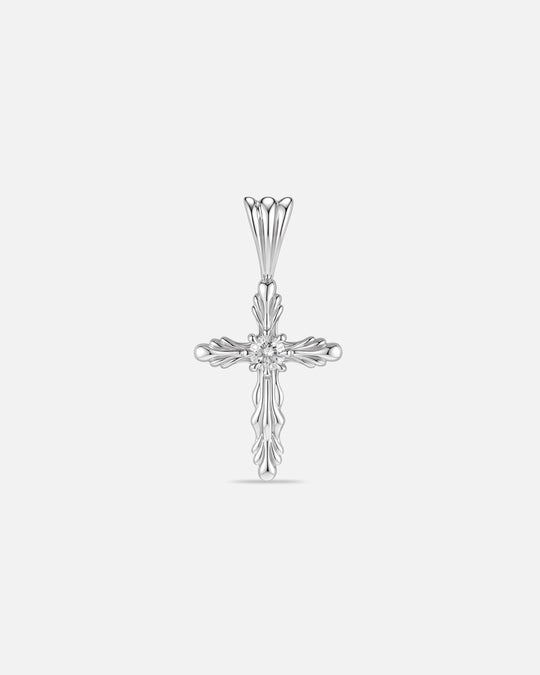 BLOOM Iris Bud Cross Diamond Pendant