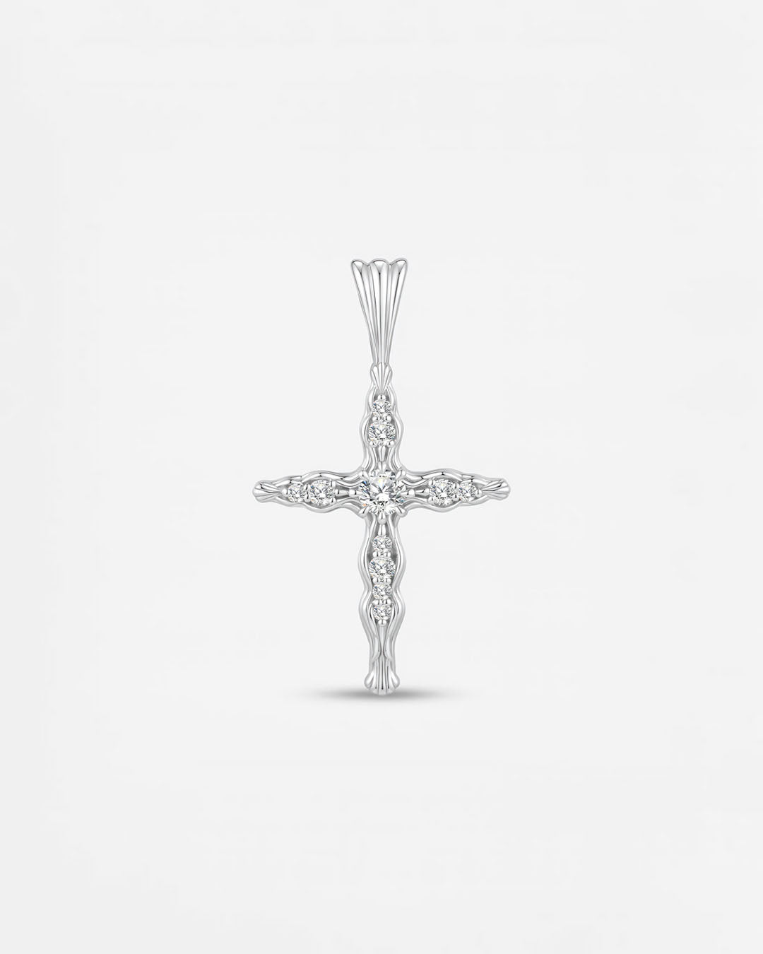 BLOOM Iris Cross Open Diamond Pendant