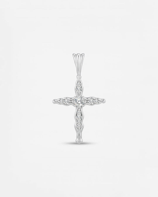 BLOOM Iris Cross Open Diamond Pendant