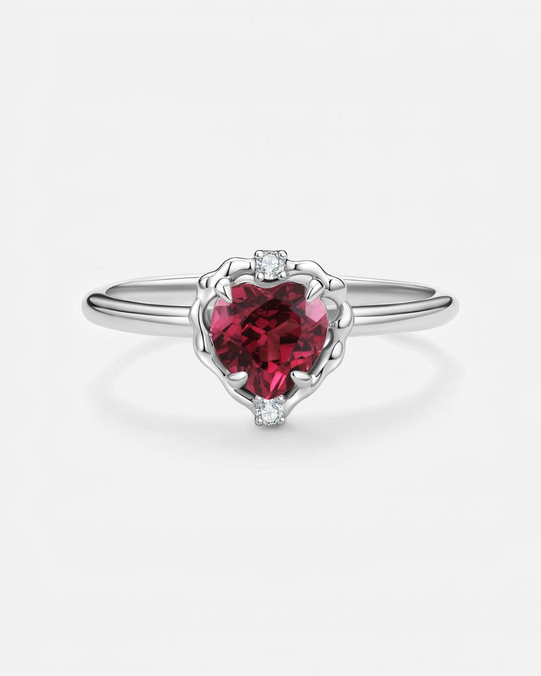 Wavy Heart Garnet Ring