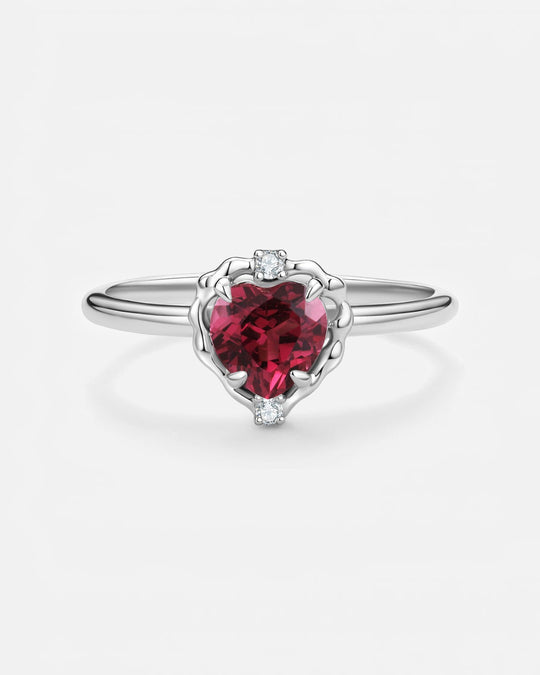 Wavy Heart Garnet Ring