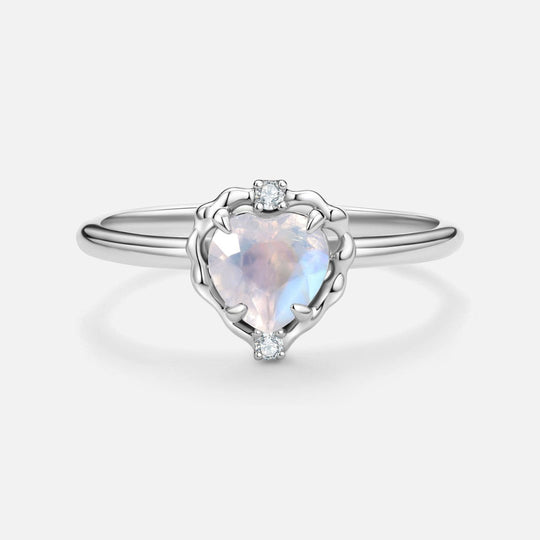 Wavy Heart Moonstone Ring