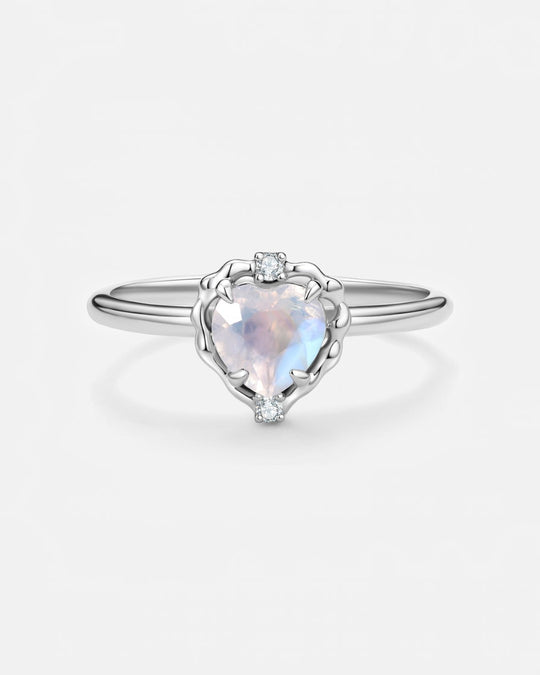 Wavy Heart Moonstone Ring